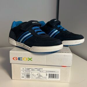 Geox boys blue stripe suede and canvas sneakers